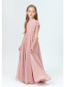 Dusty Rose Lace Chiffon Fashion Junior Bridesmaid Dress